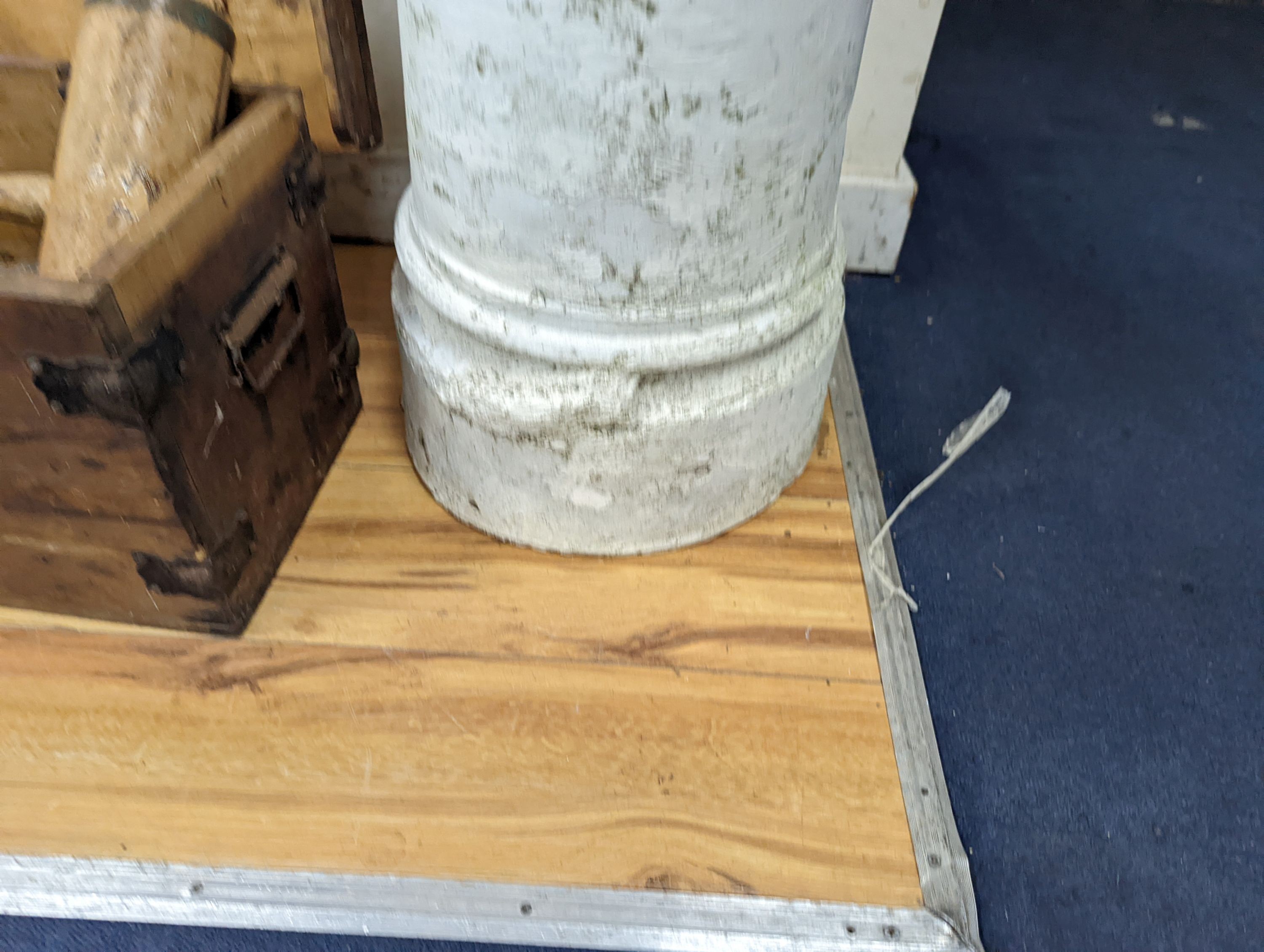 A white painted terracotta chimney pot, height 88cm